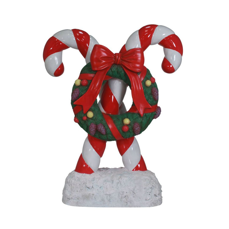 Load image into Gallery viewer, 6' Candy Cane with Wreath Fiberglass Christmas Decoration