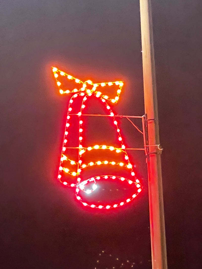 Load image into Gallery viewer, 6 ft. Double Bell Silhouette Christmas Pole Mounted Decoration