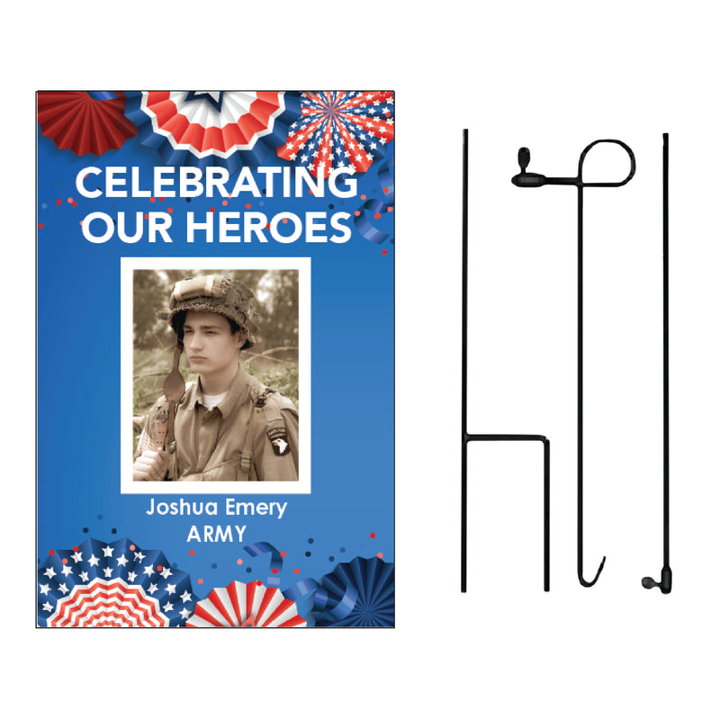 Load image into Gallery viewer, D448 Patriotic Blue Hometown Hero - Garden Flag