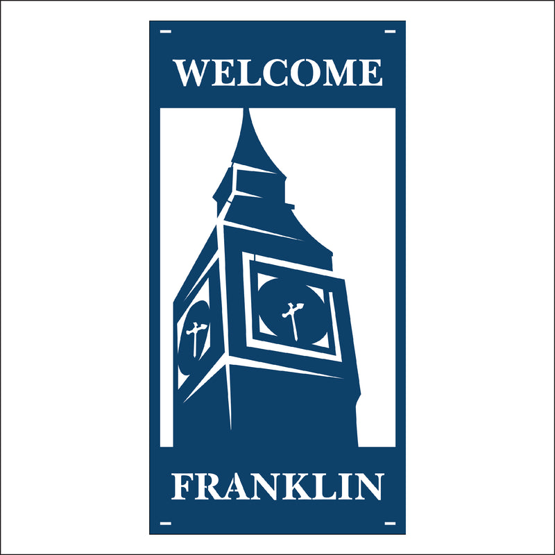 Load image into Gallery viewer, M123 Clock Tower - Metal Pole Banner