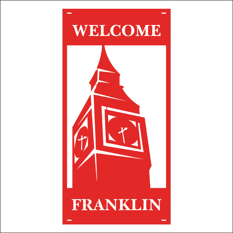 Load image into Gallery viewer, M123 Clock Tower - Metal Pole Banner