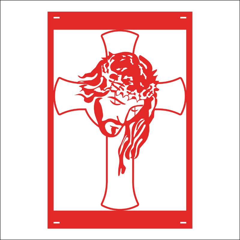 Load image into Gallery viewer, M124 Jesus Bowed Head - Metal Pole Banner