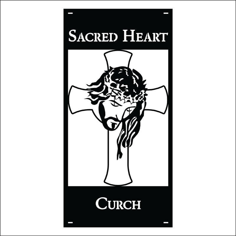 Load image into Gallery viewer, M124 Jesus Bowed Head - Metal Pole Banner