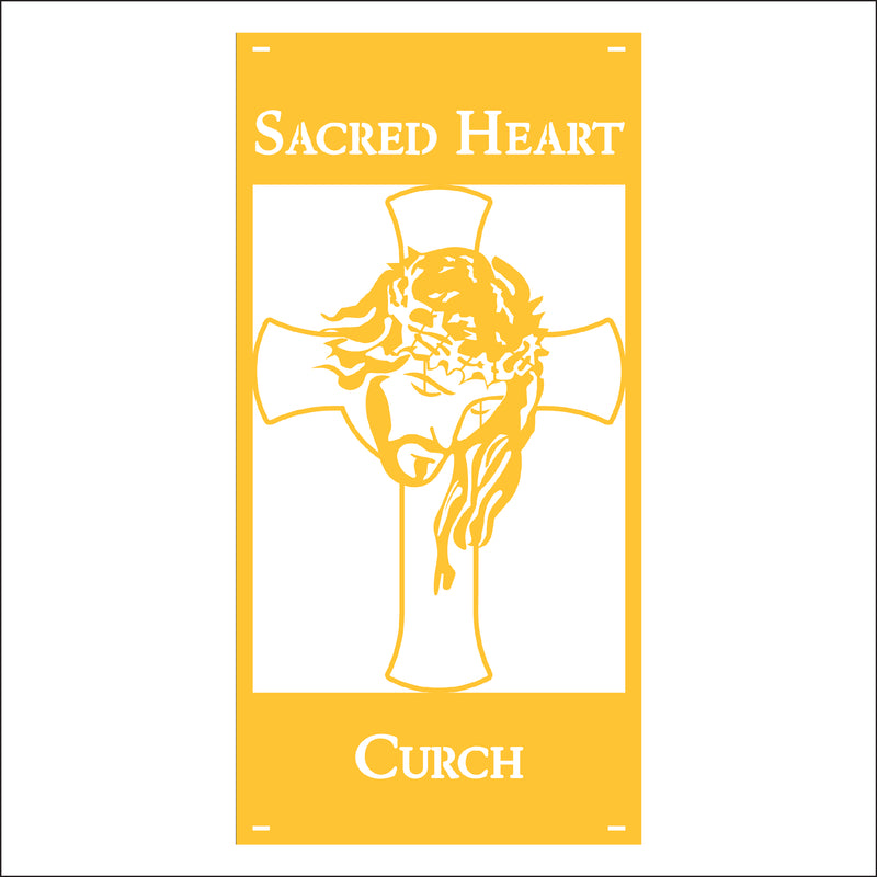 Load image into Gallery viewer, M124 Jesus Bowed Head - Metal Pole Banner