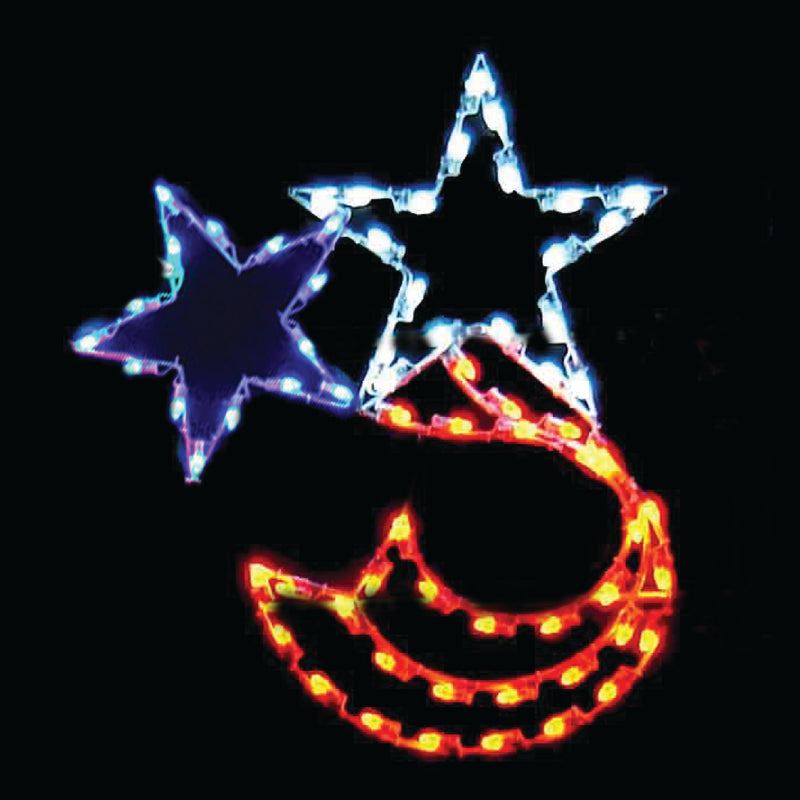 Load image into Gallery viewer, 4 ft. Red, White and Blue Double Star Silhouette Patriotic Pole Mounted Decoration