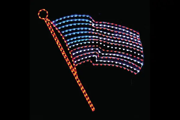 LED American flag light display for patriotic business décor