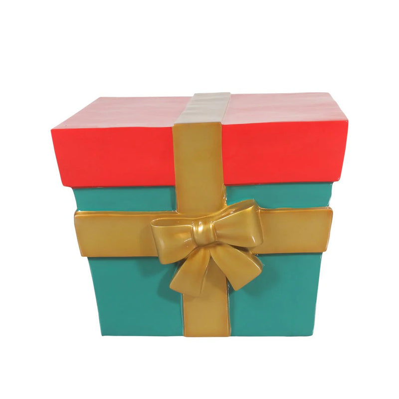 Load image into Gallery viewer, 24" Christmas Parcel Box with Gold Bow Fiberglass Christmas Decoration