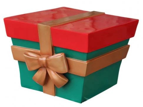 Load image into Gallery viewer, 16" Christmas Parcel Box with Gold Bow Fiberglass Christmas Decoration