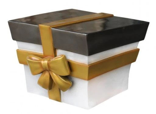 Load image into Gallery viewer, 16" Christmas Parcel Box with Gold Bow Fiberglass Christmas Decoration