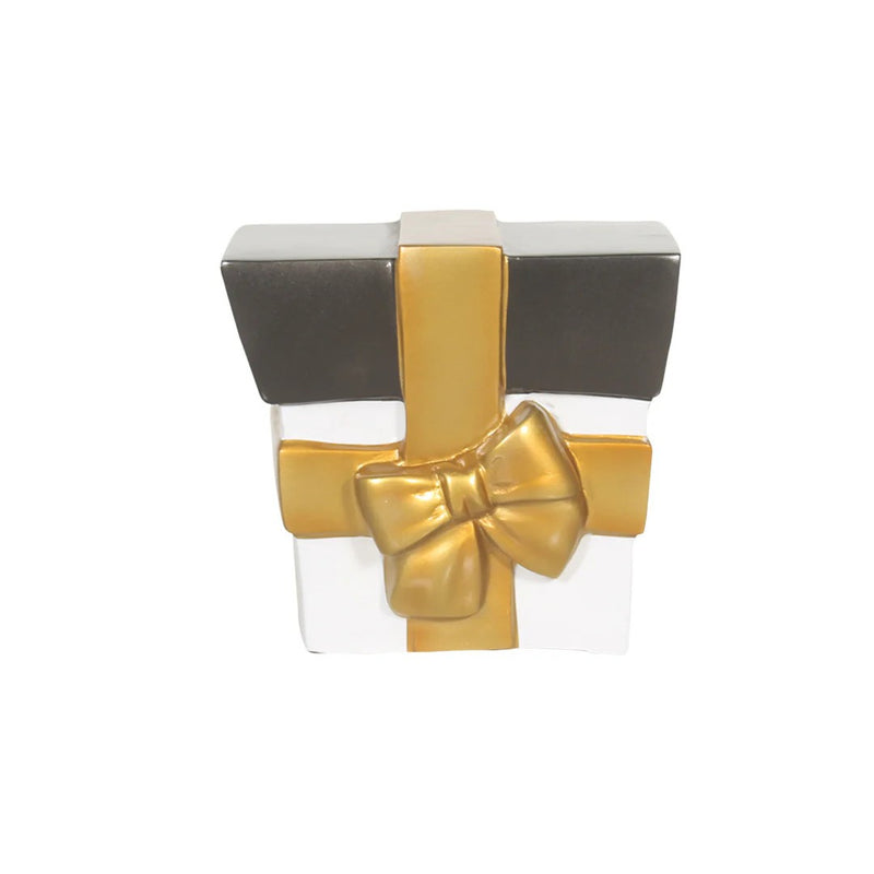Load image into Gallery viewer, 12" Christmas Parcel Box with Gold Bow Fiberglass Christmas Decoration