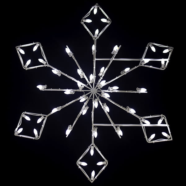 Load image into Gallery viewer, 4 Foot - Diamond Snowflake Pole Mounted Christmas Decoration - White Line