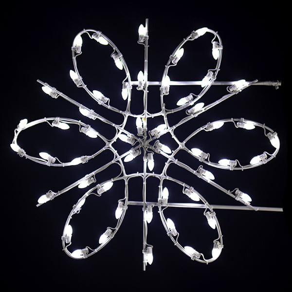 Load image into Gallery viewer, 4.5 Foot - Single Spiral Snowflake Pole Mounted Christmas Decoration - White Line