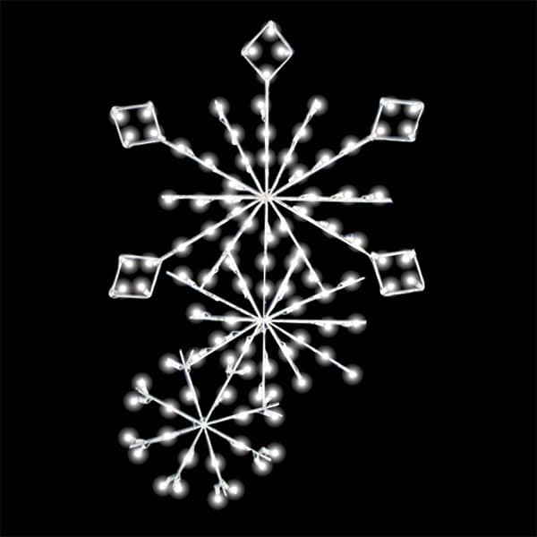 Load image into Gallery viewer, 6 Foot - Cascading Snowflake Pole Mounted Christmas Decoration - White Line