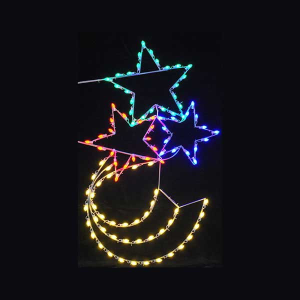 Load image into Gallery viewer, 6 foot triple star pole mount decoration bright line