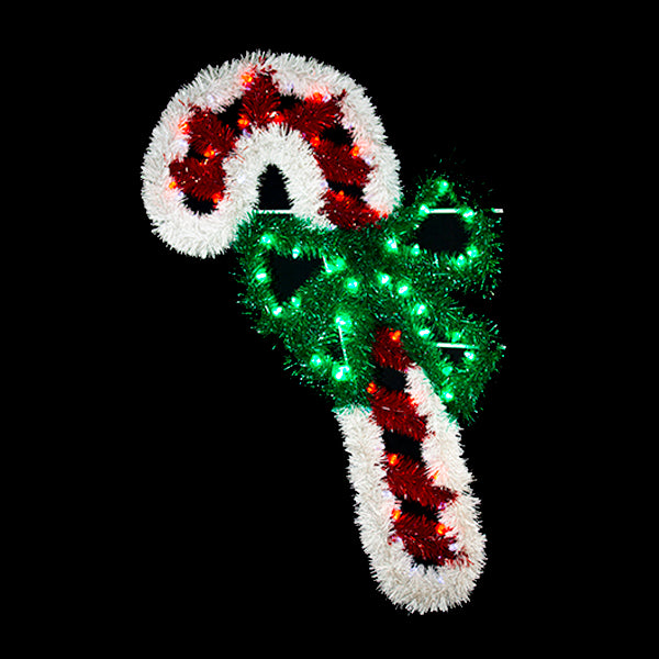 Load image into Gallery viewer, 6 foot Candy Cane with Bow Pole Mounted Decoration DazzLED