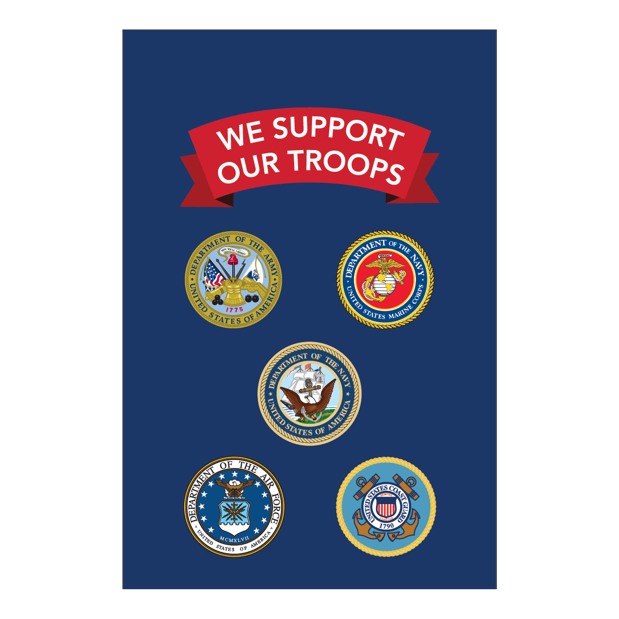 D389 We Support Our Troops Garden Flag