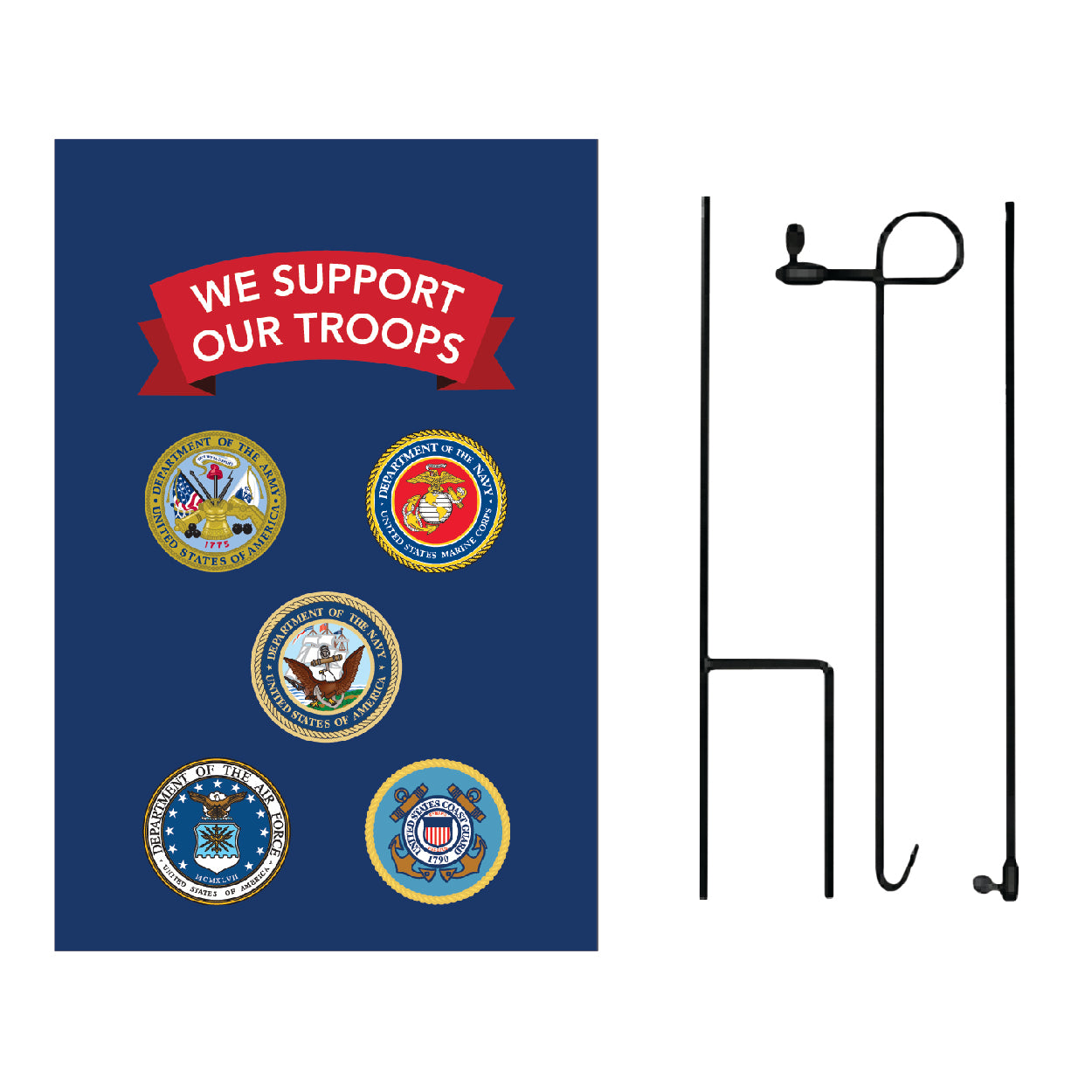 D389 We Support Our Troops Garden Flag