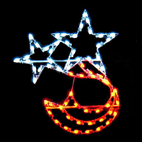 4' Double Star Silhouette Pole Mount Christmas Light Display Display