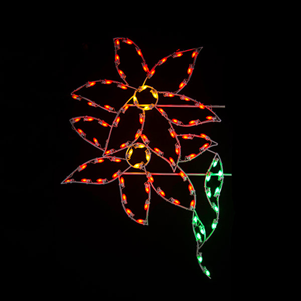 Load image into Gallery viewer, 6 ft. Double Poinsettia Silhouette Christmas Pole Mounted Decoration