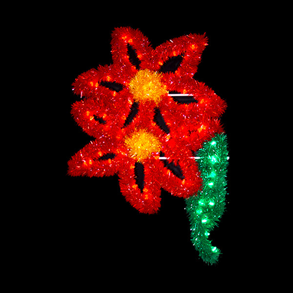 Load image into Gallery viewer, 6 foot Double Poinsettia Pole Mounted Decoration DazzLED