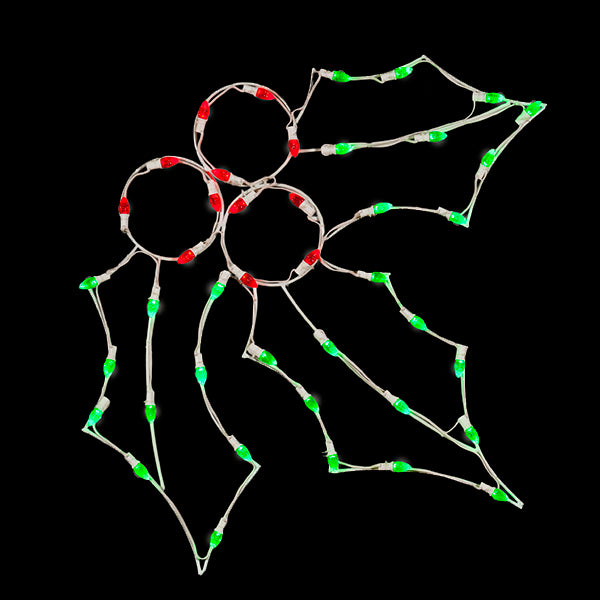 Load image into Gallery viewer, 5 ft. Holly Leaf Silhouette Christmas Pole Mounted Decoration