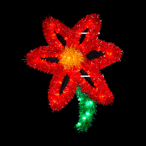 Load image into Gallery viewer, 4 foot Poinsettia Pole Mounted Decoration DazzLED