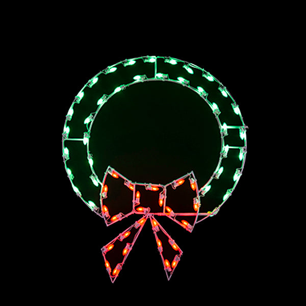 Load image into Gallery viewer, 4 ft. Wreath with Bow Silhouette Christmas Pole Mounted Decoration