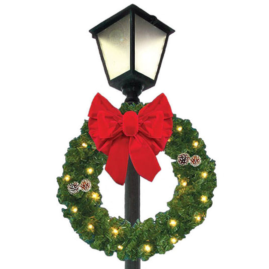 40 Inch Center Mount Christmas Wreath w/ Bow (Lit and Unlit)