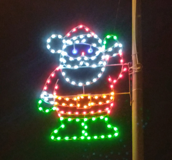 Waving Santa LED Pole-Mounted Holiday Decoration