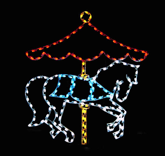 7' Single Horse Carousel Ground Mount Light Display