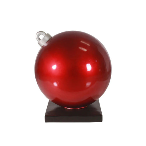 3.25' Red Christmas Ball Ornament with Base Fiberglass Christmas Decoration