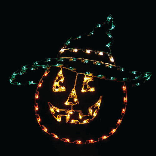 4' Jack-O-Lantern with Hat Pole Mount Halloween Decoration