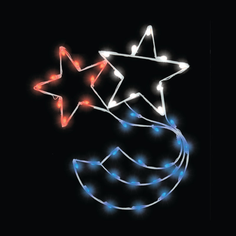 Load image into Gallery viewer, 4 ft. Red, White and Blue Double Star Silhouette Patriotic Pole Mounted Decoration
