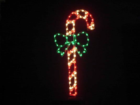 6' Candy Cane with Bow Ground Mount Light Display