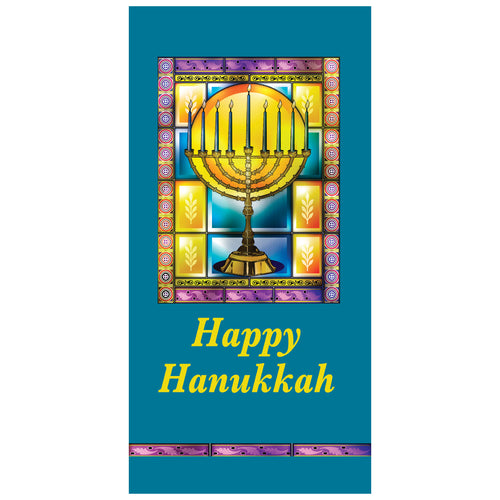 D141 Happy Hanukkah Menorah - Pole Banner