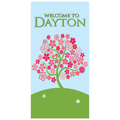 D524 Welcome Spring Tree - Pole Banner
