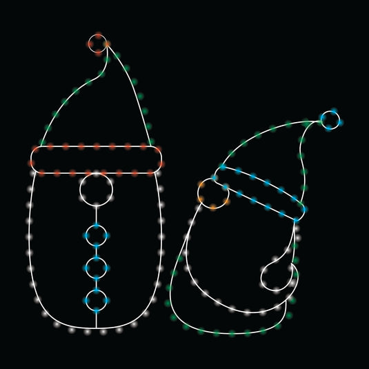 5' Gnome Building Snowman Silhouette Christmas Ground Mounted Decoration