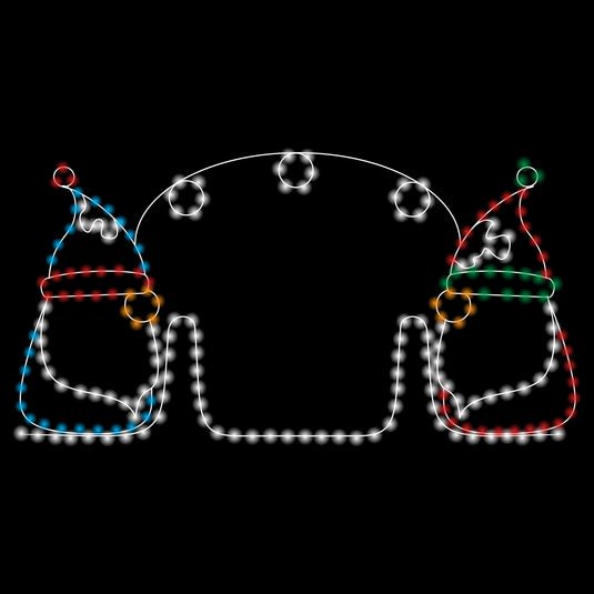 6' Gnome Snowball Fight Silhouette Christmas Ground Mounted Decoration