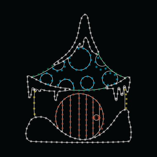 8' Gnome Home Silhouette Christmas Ground Mounted Decoration