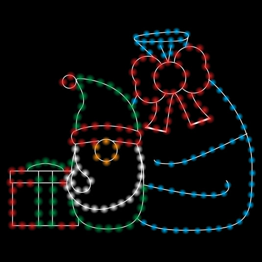 6' Gnome with Gift and Present Sack Silhouette Christmas Ground Mounted Decoration