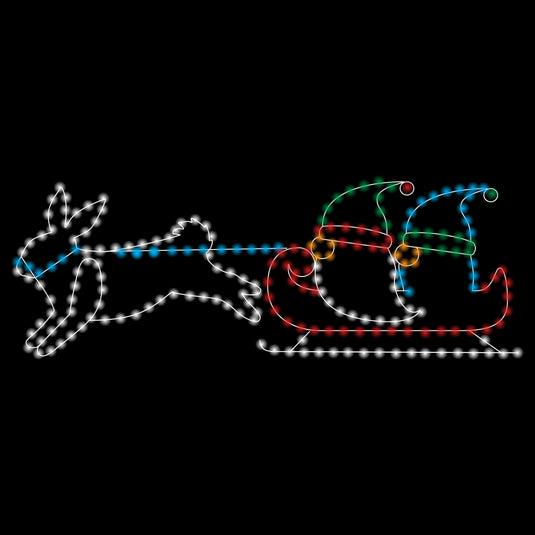 5' Holiday Rabbit Pulling Gnomes Sleigh Silhouette Christmas Ground Mounted Decoration