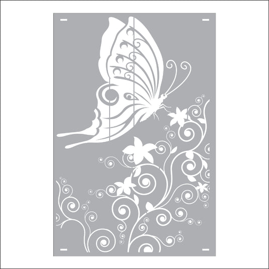 M158 Butterfly and Flowers - Metal Pole Banner