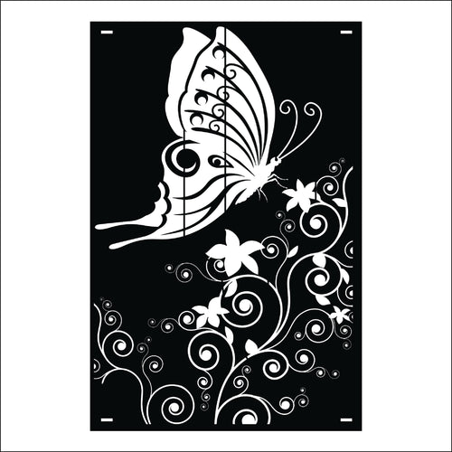 M158 Butterfly and Flowers - Metal Pole Banner