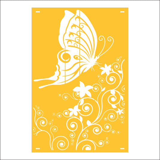 M158 Butterfly and Flowers - Metal Pole Banner