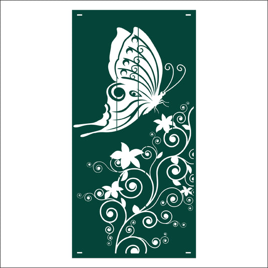M158 Butterfly and Flowers - Metal Pole Banner