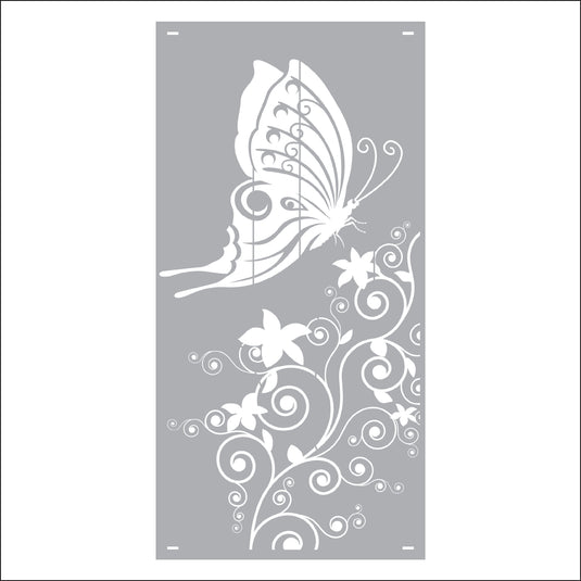 M158 Butterfly and Flowers - Metal Pole Banner