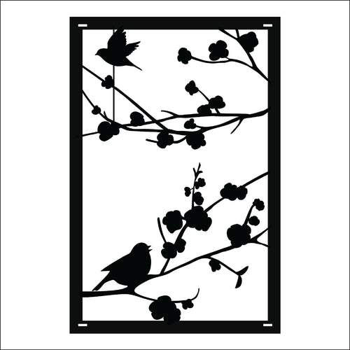M162 Birds on Branch - Metal Pole Banner