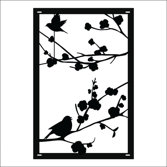 M162 Birds on Branch - Metal Pole Banner