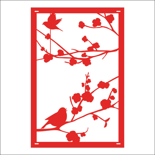 M162 Birds on Branch - Metal Pole Banner
