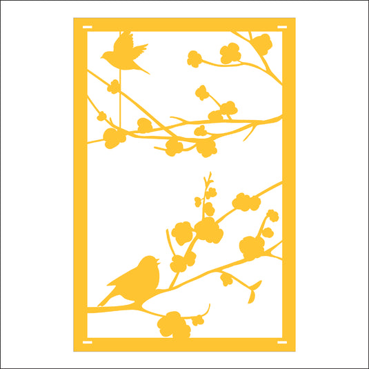 M162 Birds on Branch - Metal Pole Banner